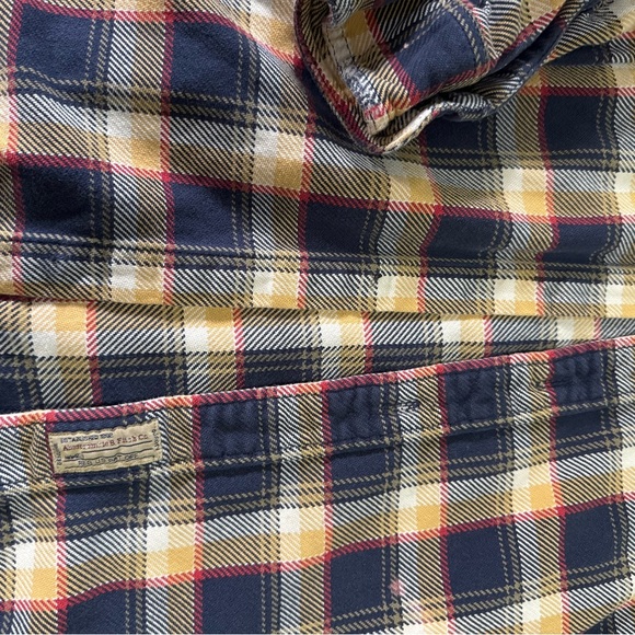 Abercrombie & Fitch Navy and Yellow Plaid Shirt Vintage - Picture 6 of 7